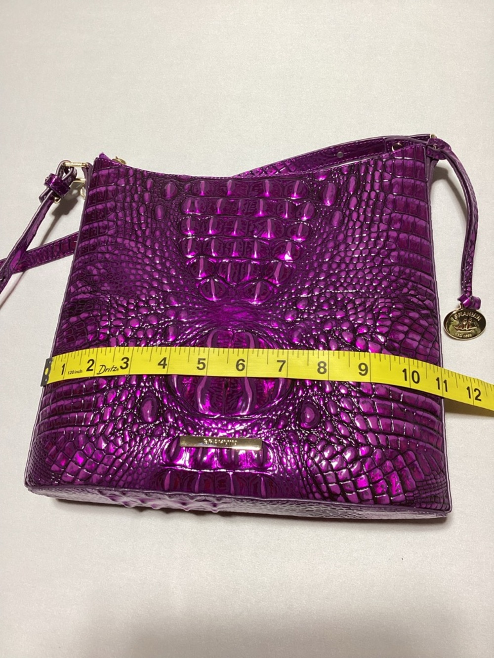 Brahmin Katie Crossbody Metallic Croc-Embossed Purple  Bag - Picture 13 of 14